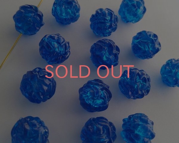 画像1: ヴィンテージ/ドイツ/ルーサイト/バロックラウンド/クリアブルー/約11mm(2個) (1)