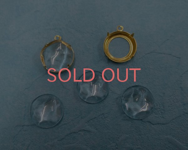 画像4: ガラスカボション/中国/ウェーブラウンド/約18mm(2個) (4)