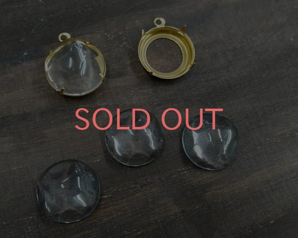 画像3: ガラスカボション/中国/ウェーブラウンド/約18mm(2個) (3)