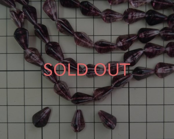 画像4: デッドストック/チェコ/トライアングルドロップ/パープルストライプ/14×8mm(4個) (4)