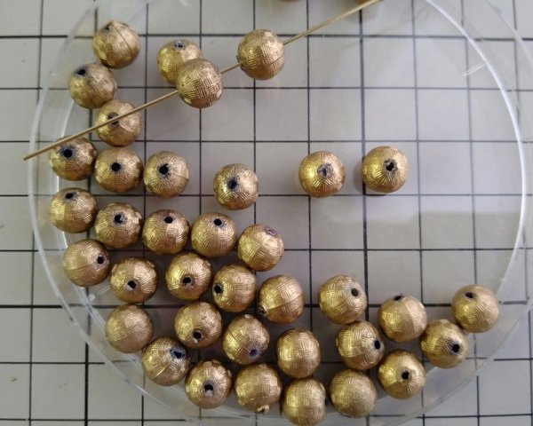 画像3: ヴィンテージ/ドイツ/ルーサイト/ゴールドチェックボール/8mm(1個) (3)