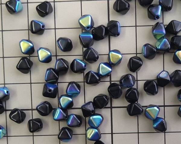 画像2: チェコガラスビーズ/バイコン/ジェットブラックオーロラ/6mm(10個) (2)