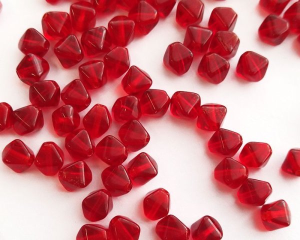 画像1: チェコガラスビーズ/バイコン/シャムルビー/6mm(10個) (1)