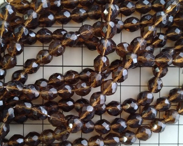 画像2: チェコガラスビーズ/ファイアポリッシュ/8mm/ダークスモークトパーズ(6個) (2)