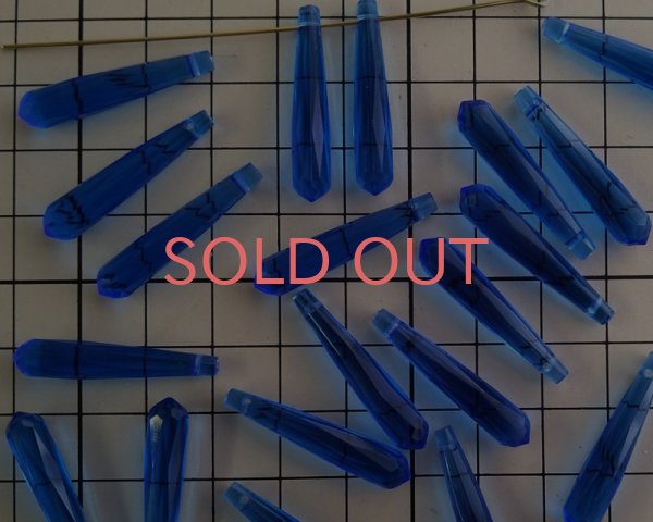 画像2: ヴィンテージ/ドイツ/ルーサイト/カットロングドロップ/クリアブルー(2個) (2)