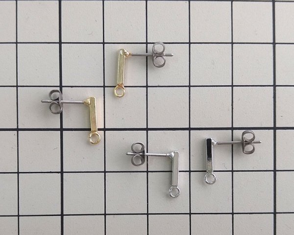 画像3: バー付きチタンピアス/本ロジウムメッキ(1ペア) (3)