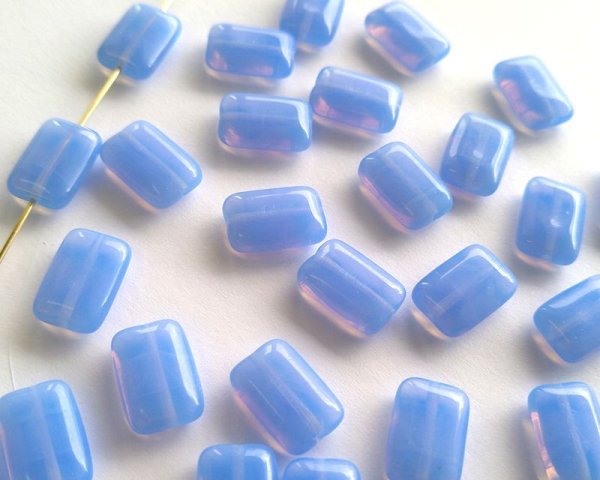 画像3: チェコガラスビーズ/レクタングル/ブルーオパール(10個) (3)