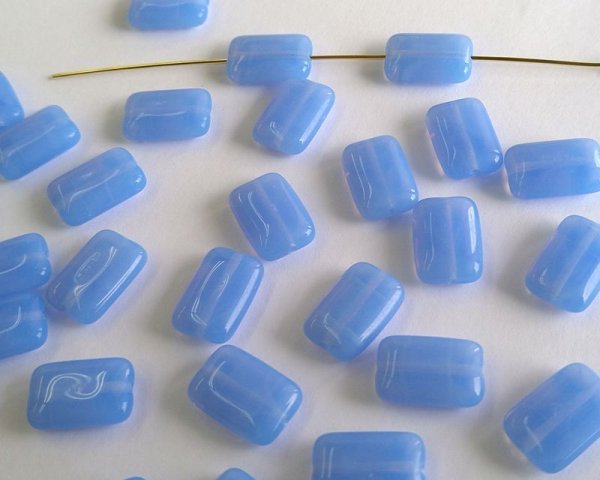画像2: チェコガラスビーズ/レクタングル/ブルーオパール(10個) (2)