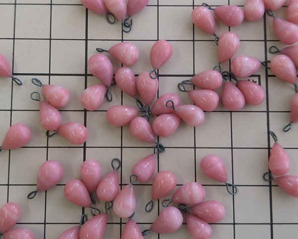 画像2: ヴィンテージ/日本/ピン付ドロップ/ピンクマーブル(10個) (2)