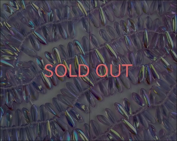 画像1: チェコガラスビーズ/ダガー/アレキサンドライト/オーロラ/3×10mm（20個） (1)