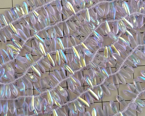 画像2: チェコガラスビーズ/ダガー/アレキサンドライト/オーロラ/3×10mm(20個) (2)
