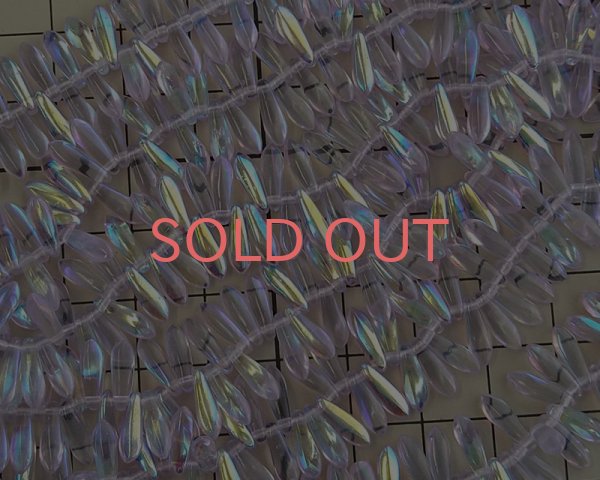 画像2: チェコガラスビーズ/ダガー/アレキサンドライト/オーロラ/3×10mm（20個） (2)