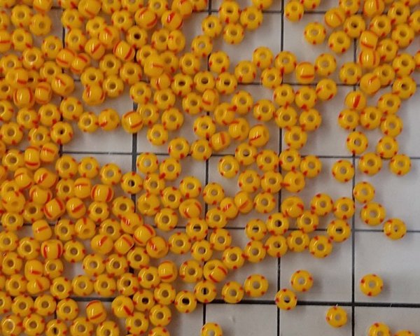 画像2: チェコガラスビーズ/ロカイル/8/0/オレンジレッドストライプ(約5g) (2)