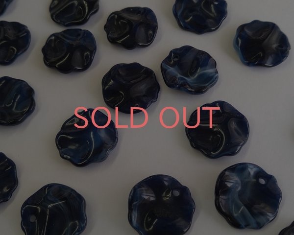 画像1: アクリル/ウェーブラウンド/ネイビーホワイトマーブル(4個) (1)