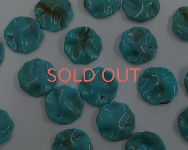 画像1: アクリル/ウェーブラウンド/チョコミントマーブル(4個) (1)