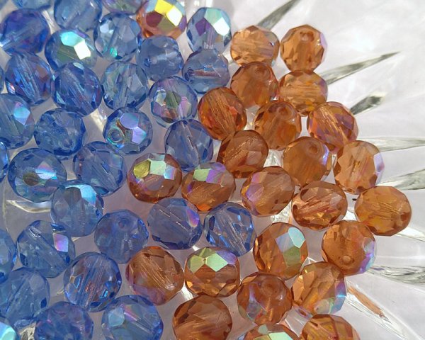 画像3: デッドストック/チェコガラスビーズ/ファイアポリッシュ/8mm/オレンジオーロラ(6個) (3)