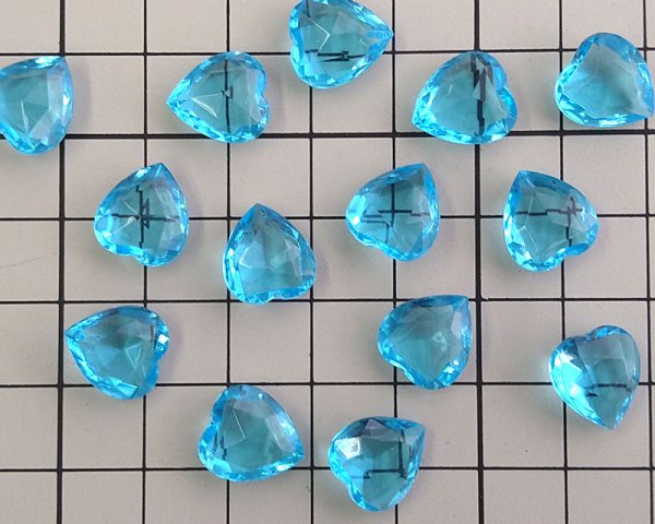 画像2: ヴィンテージ/チェコ/ガラス/ハート/アクアマリン/約12mm(1個) (2)