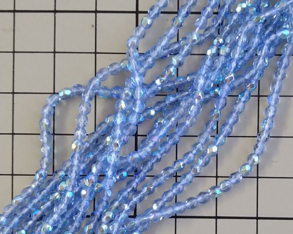 画像2: チェコガラスビーズ/ファイアポリッシュラウンド/ライトサファイアオーロラ/3mm(20個) (2)