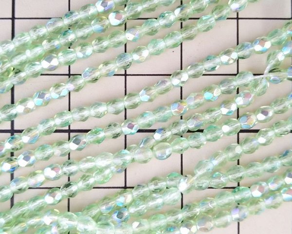 画像2: チェコガラスビーズ/ファイアポリッシュラウンド/ペリドットオーロラ/3mm(20個) (2)