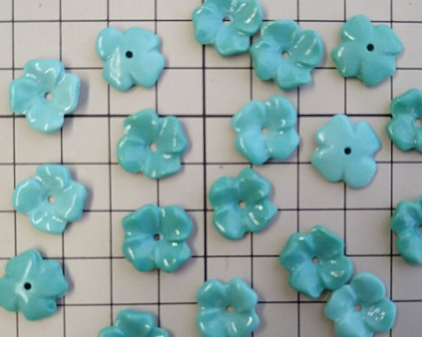 画像3: ns213/ヴィンテージ/ドイツ/ガラスフラワー/ミント系ミックス（10個） (3)