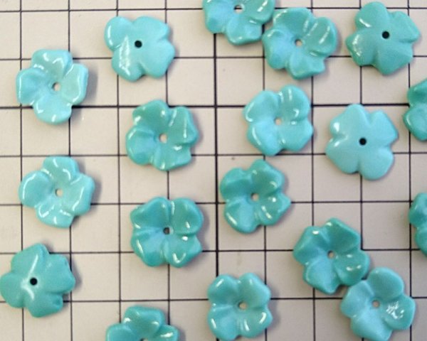 画像2: ns213/ヴィンテージ/ドイツ/ガラスフラワー/ミント系ミックス（10個） (2)