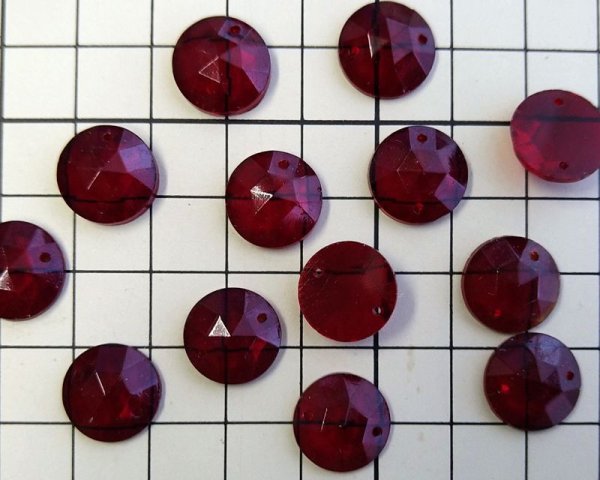 画像2: ns212/ヴィンテージ/ドイツ/ソウオンガラス/ローズカットラウンド/シャムレッド (2)