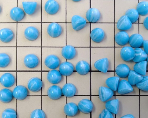 画像2: ns211/ヴィンテージ/ドイツ/ガラスカボション/ミニコーン/ブルーストライプ(1個) (2)