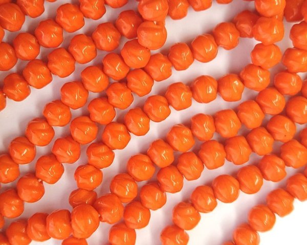 画像1: チェコガラスビーズ/スネイルツイスト/オペークオレンジ/約7mm(10個) (1)