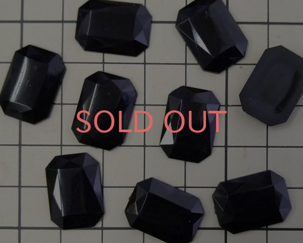 画像2: ヴィンテージ/ドイツ/プラスチックカボション/オクタゴンブラック/約18×13m(1個） (2)