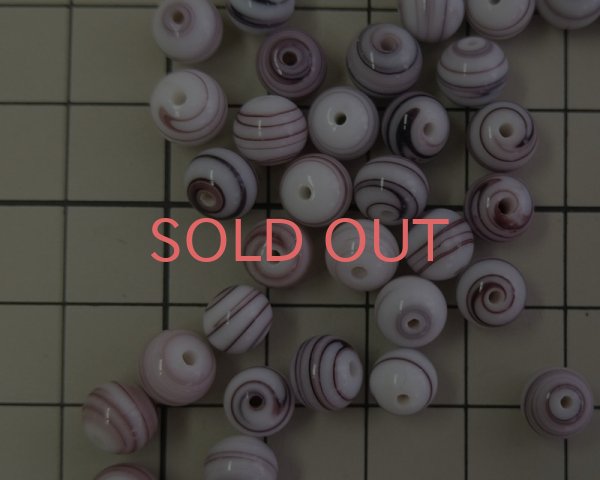 画像2: ヴィンテージ/日本/パープルブラウンストライプ/ラウンドミックス/約6〜8mm(10個) (2)