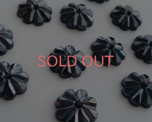 画像3: ヴィンテージ/ドイツ/ガラスカボション/ヘマタイトフラワー(1個) (3)