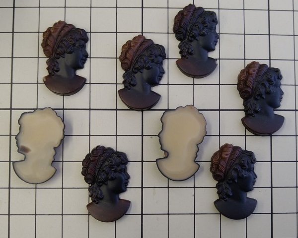 画像2: ns235/ヴィンテージ/ドイツ/ガラスカボション/カメオパーツM/ブラウンマーブル/約28×18mm(1個) (2)