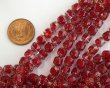 画像2: チェコガラスビーズ/アンティークスタイルオクタゴナル/ダブルフェイス/クリア×レッド/8mm（10個） (2)