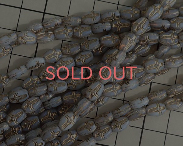 画像2: チェコガラスビーズ/クロス/ミルキーホワイト/約8×6mm(10個) (2)