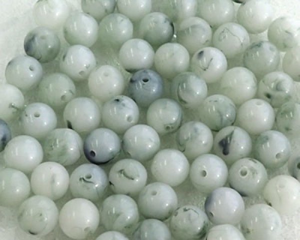 画像2: デッドストック/日本/プラスチック/ライトグリーンマーブル/約8mm(4個) (2)