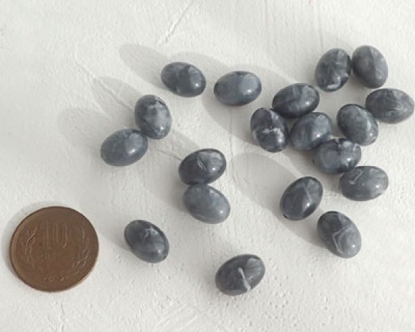 画像2: デッドストック/日本/プラスチック/グレイオーバル/約15×10mm(8個) (2)