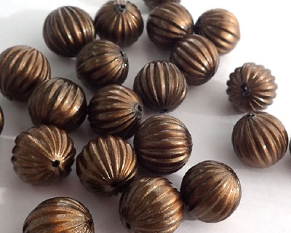 画像2: デッドストック/日本/プラスチック/ブラウンリブラウンド(2個) (2)