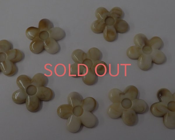 画像1: アクリルカボション/フラワー/ミルクティマーブル（1個） (1)