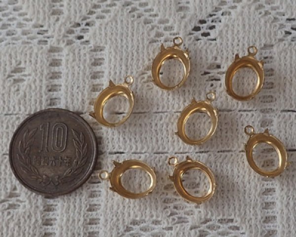 画像2: 12×10mm用/ブラスセッティング/オープンバック(1個) (2)