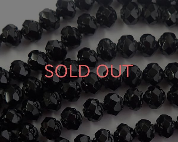 画像1: チェコガラスビーズ/スモールローズバド/ジェット/6×5mm(10個) (1)