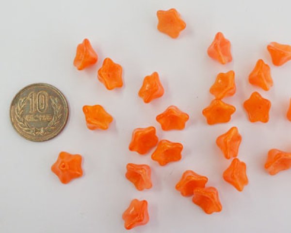 画像3: チェコガラスビーズ/トランペットフラワー/オレンジオパール(4個) (3)