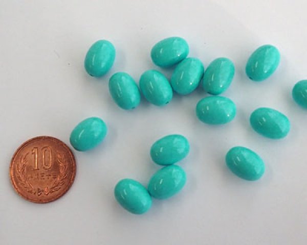 画像2: デッドストック/日本/プラスチック/ターコイズオーバル/約15×10mm(8個) (2)