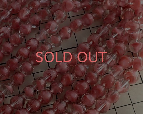 画像2: チェコガラスビーズ/スリーカットラウンド/8mm/クリスタル×ピンク（10個） (2)