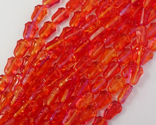 画像3: チェコガラスビーズ/チューリップ/フーシャ×オレンジ(6個) (3)