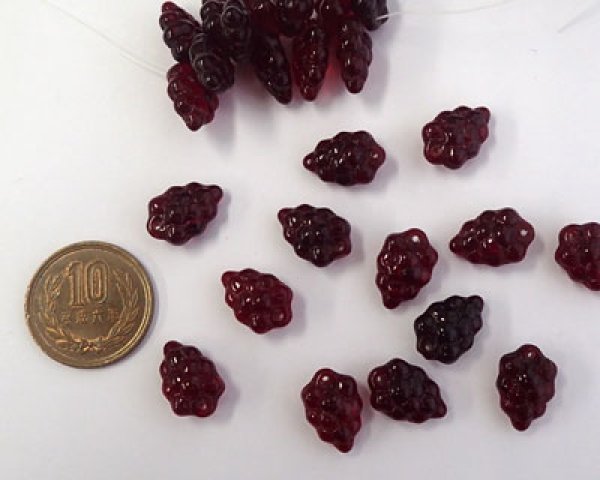 画像2: チェコガラスビーズ/葡萄/ルビー(6個) (2)