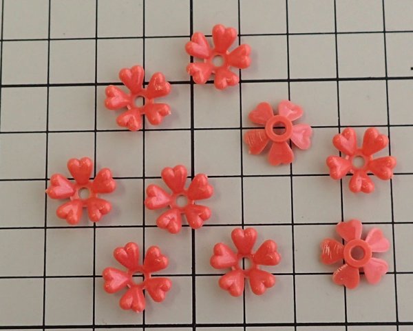 画像2: ヴィンテージ/ドイツ/プラスチック/フラワーas01/コーラル(2個) (2)