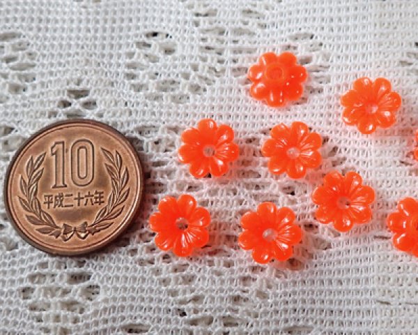 画像2: ヴィンテージ/ドイツ/プラスチック/フラワーL/オレンジ(4個) (2)