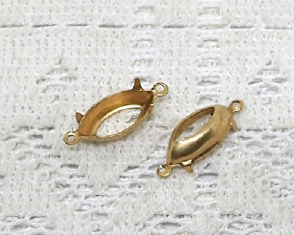 画像1: 15×7mm用/ブラスセッティング/オープンバック/2リング(1個) (1)