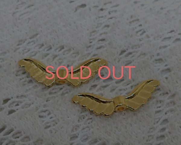 画像1: メタルビーズ/天使の羽A/ゴールド（10個） (1)