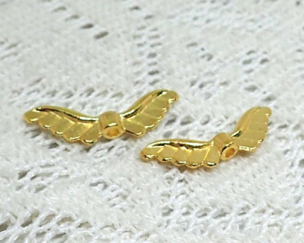 画像3: メタルビーズ/天使の羽A/ゴールド（10個） (3)